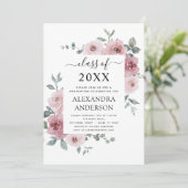 2022ほこりっぽいバラピンク卒業フローラ緑 招待状 (スタンド正面)
