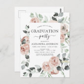 2022ほこりっぽいピンクの卒業フローラの緑のインビタット ポストカード (正面/裏面)