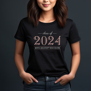 2022エレガントバラ金ゴールドブラックカスタム卒業 Tシャツ