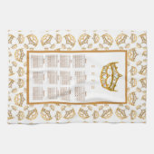 2022カレンダクイーンハート金ゴールドクラウンティアラ縁ど キッチンタオル (横)