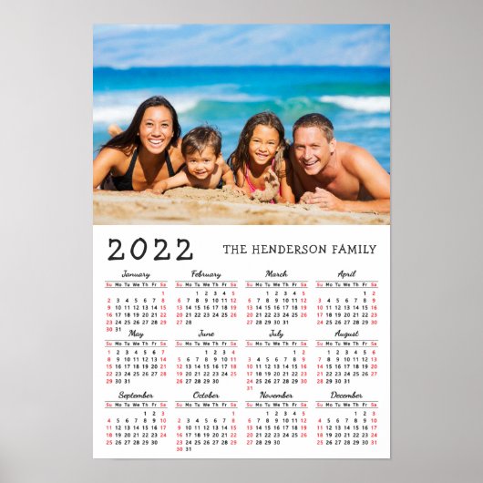 2022カレンダファミリーフォト名前をカスタムする ポスター (正面)