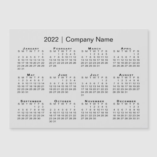 2022カレンダー会社名グレーマグネット (正面)