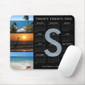 2022カレンダー3フォトコラージモノグラムブラック マウスパッド (マウス)