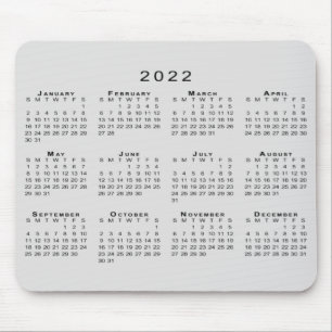2022カレンダー・シンプル（灰色と黒のマウス・パッド） マウスパッド