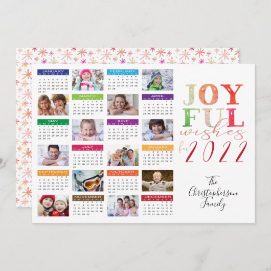 2022カレンダー 喜びに満ちた願い フォトコラージュ シーズンカード (正面/裏面)
