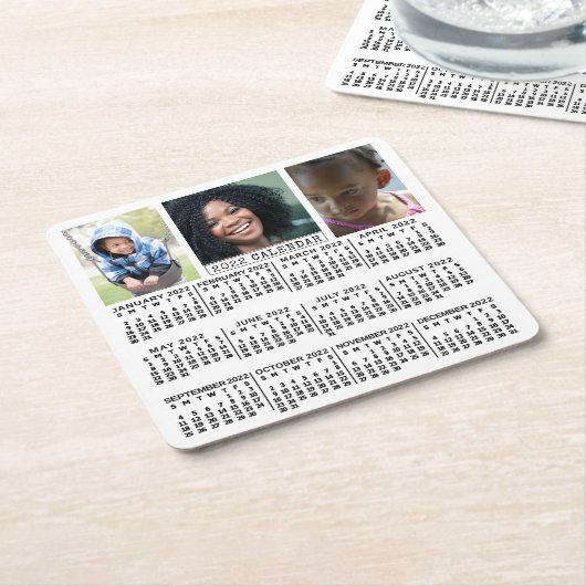2022カレンダー(新しいバージョンの説明を参照) スクエアペーパーコースター (アングル)