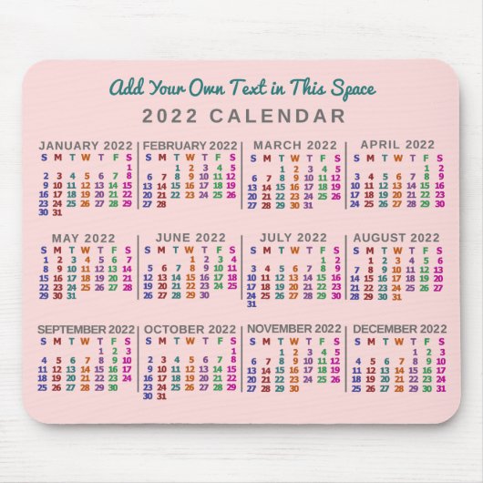 2022カレンダー(新しいバージョンの説明を参照) マウスパッド (正面)