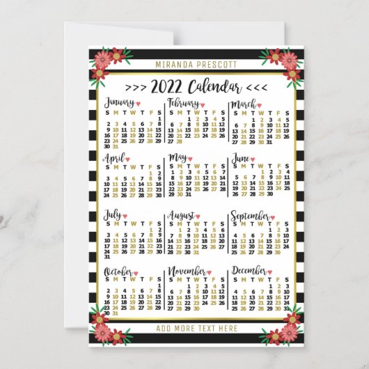 2022カレンダー(新しいバージョンの説明を参照) マグネット招待状 (正面)