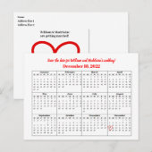2022カレンダ日付の保存ハート 案内ポストカード (正面/裏面)
