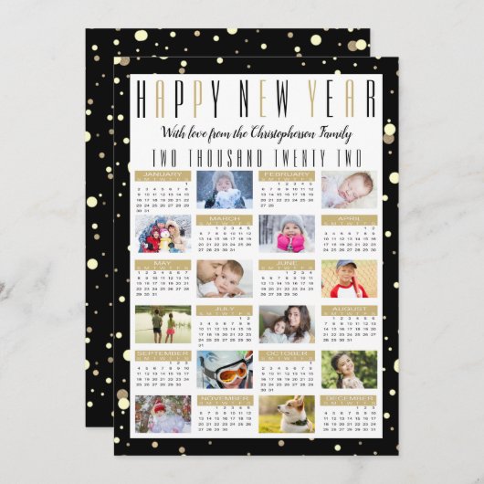 2022カレンモダンダー黒金ゴールド12フォトコラージュ シーズンカード (正面/裏面)