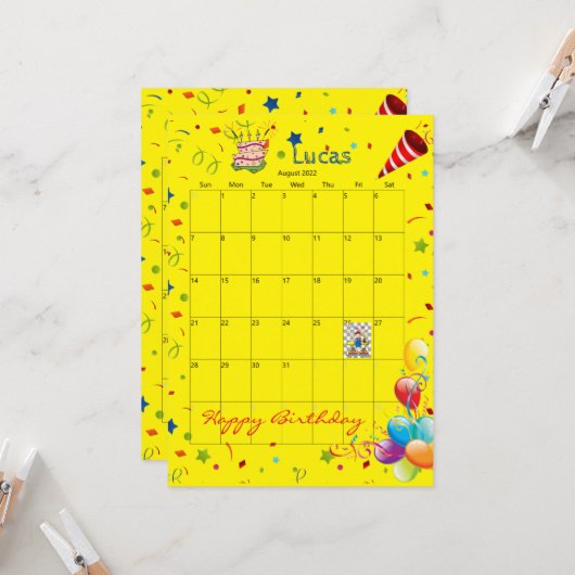 2022カレン威厳があるダーハッピーバースデー招待状 招待状 (正面/裏面インサイチュ)