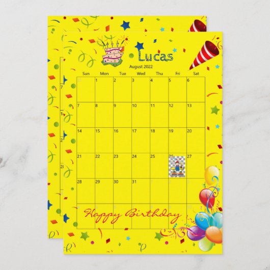 2022カレン威厳があるダーハッピーバースデー招待状 招待状 (正面/裏面)