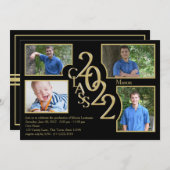 2022クアッドフォトブラックの卒業クラス 招待状 (正面/裏面)