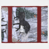 2022クリスマスウマ – 背景の色を変更 フリースブランケット (正面(横))