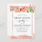 2022コーラルピーチ卒業幾何学招待状 ポストカード (正面/裏面)