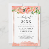 2022コーラルピーチ卒業幾何学招待状 招待状 (正面)