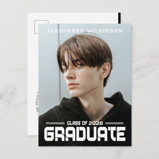 2022スクリプモダントはっきりした白黒フォトグラード 案内ポストカード (正面/裏面)