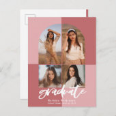 2022スクリプモダントバラピンクアーチ数々のフォトグラード インビテーションポストカード (正面/裏面)