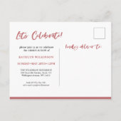 2022スクリプモダントバラピンクアーチ数々のフォトグラード インビテーションポストカード (裏面)