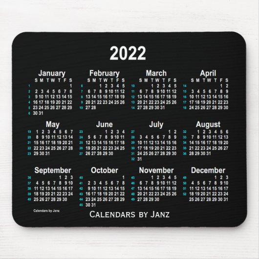 2022ネオンホワイト52週間カレンダーby Janz マウスパッド (正面)