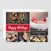 2022ハッピーホリデイズレッドファミリーコラージクリスマス シーズンカード (正面/裏面)