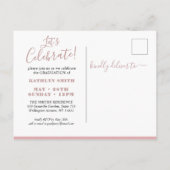 2022バラ金ゴールド大理石モダン写真卒業 インビテーションポストカード (裏面)