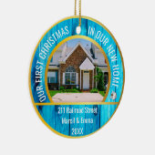 2022パーソナライズされた年の新しいホームクリスマス2枚の写真 セラミックオーナメント (右)