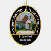 2022パーソナライズされた年の新しいホームクリスマス2枚の写真 セラミックオーナメント (右)