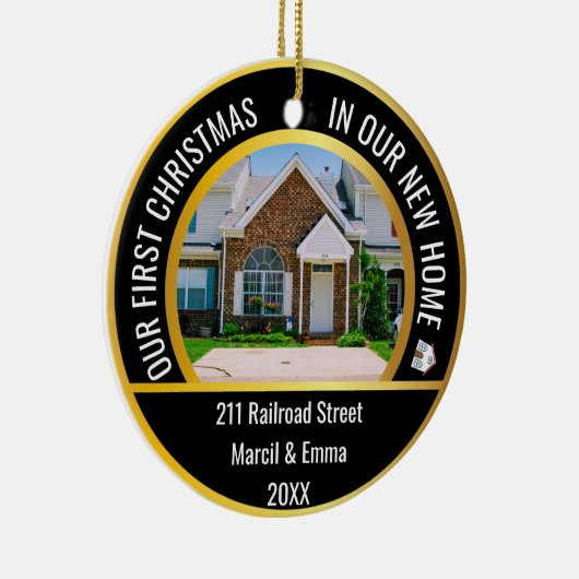 2022パーソナライズされた年の新しいホームクリスマス2枚の写真 セラミックオーナメント (右)