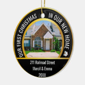 2022パーソナライズされた年の新しいホームクリスマス2枚の写真 セラミックオーナメント (左)