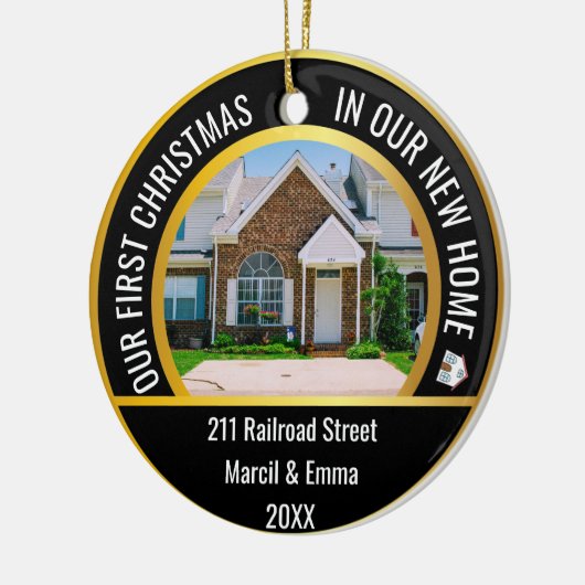 2022パーソナライズされた年の新しいホームクリスマス2枚の写真 セラミックオーナメント (左)