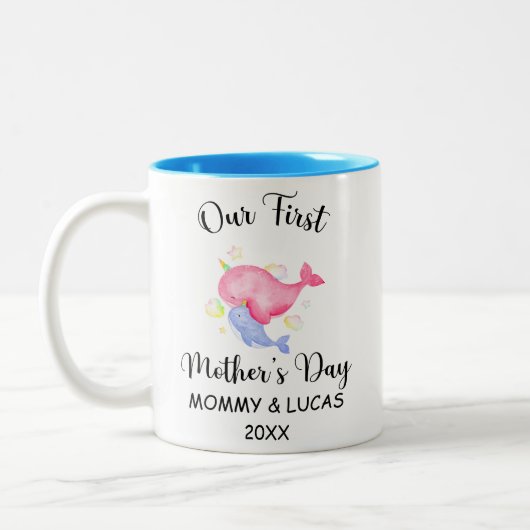 2022パーソナライズされた年初の母の日、カスタム写真 ツートーンマグカップ (左)