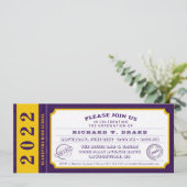 2022パープル&金ゴールドチケット卒業パーティー招待状 招待状 (スタンド正面)