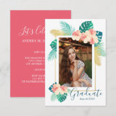 2022ピンクハワイアン卒業発表 招待状 (正面/裏面)