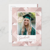 2022ピンクモダングリッタースクリプト写真卒業 案内ポストカード (正面/裏面)