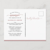 2022ピンクモダングリッタースクリプト写真卒業 案内ポストカード (裏面)