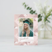 2022ピンクモダングリッタースクリプト写真卒業 案内ポストカード (スタンド正面)