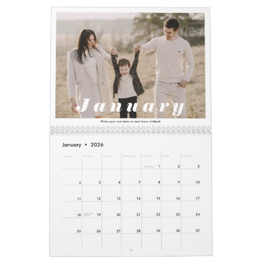 2022ファミリフォトコラージュモダンシンプルエレガント カレンダー (1月 2026)