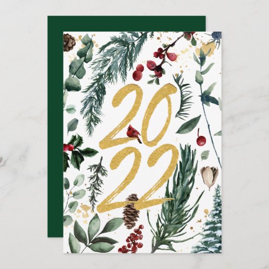 2022フェスティバル金ゴールドパインブオウマグノリアクリスマス シーズンカード (正面/裏面)