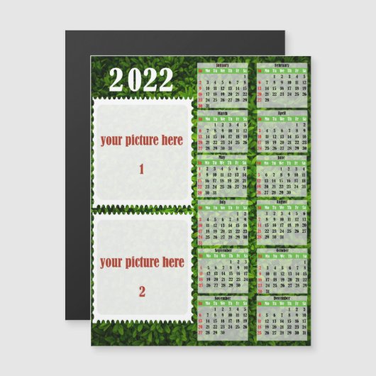 2022フォトカレンダパーソナライズされたー冷蔵庫用マグネット (正面/裏面)