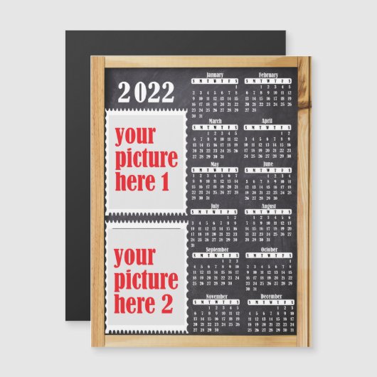 2022フォトカレンダーパーソナライズされた冷蔵庫用マグネット (正面/裏面)