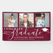 2022フォトコラージュ卒業バナーバーガンディ 横断幕 (横)