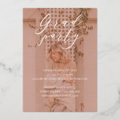 2022ミニマル Gradパーティースクリプトピンクオーバーレイ写真 箔招待状 (裏面)
