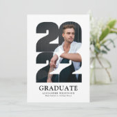 2022モダンタイポグラフィトレンディー4写真卒業 招待状 (スタンド正面)