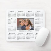 2022モダン年カレンダー写真と名前(白) マウスパッド (マウス)