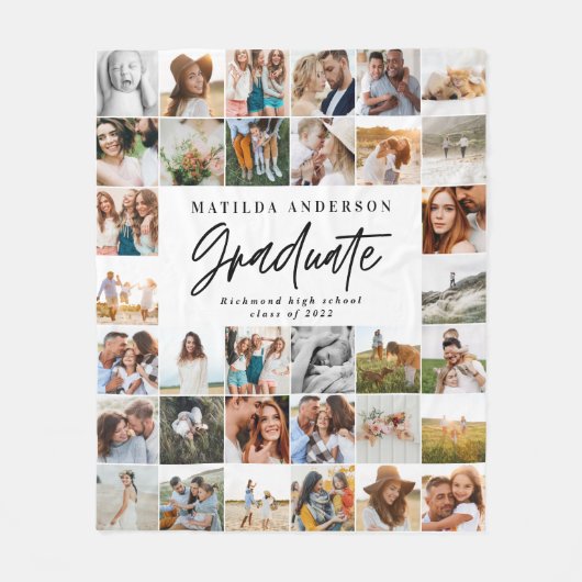 2022モダン年数々の写真スタイリッシュ大学院生 フリースブランケット (正面)