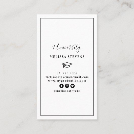 2022モダンbuの白い卒業式キャップフォトクラス 名刺 (裏面)
