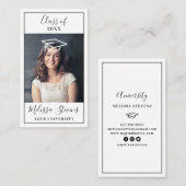 2022モダンbuの白い卒業式キャップフォトクラス 名刺 (正面/裏面)