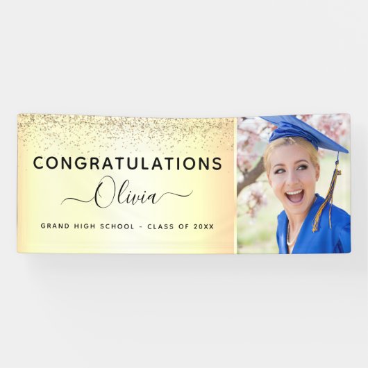 2022卒業グリッター金ゴールドブラック 横断幕 (横)