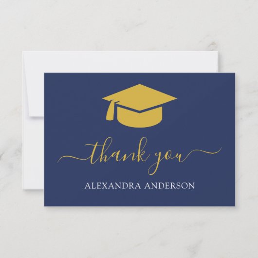 2022卒業サンキューネイビーブルー金ゴールド サンキューカード (正面)